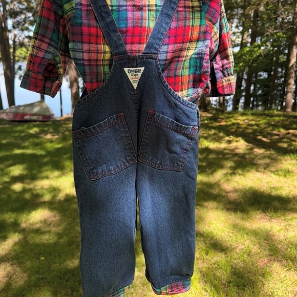 Vintage Oshkosh B’Gosh Flannel Lined Overalls with Matching Button Down - Picture 4 of 4